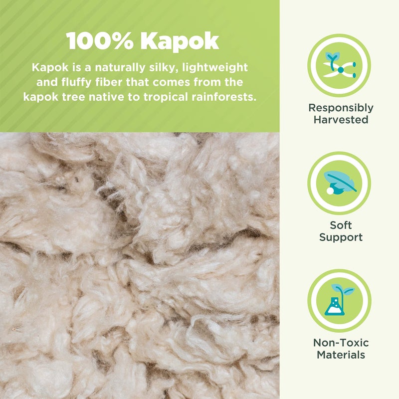 Bean Products Kapok Neck Roll Pillow for Sleeping â€“ Hypoallergenic and Breathable Organic Cotton Fabric Neck Pillow â€“ Soft and Supportive Pillow for Neck Pain Relief â€“ Made in The USA, 4" x 12" - Image 3